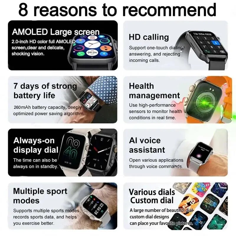 2024 HK9 Pro MAX Smart Watch 9 Mens Women AMOLED HD Screen Heart Rate Blood Pressure NFC Bluetooth Call GPS Smartwatch For Sport